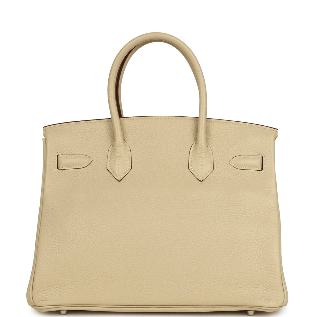 Pre-owned Hermes Birkin 30 Parchemin Clemence Palladium Hardware