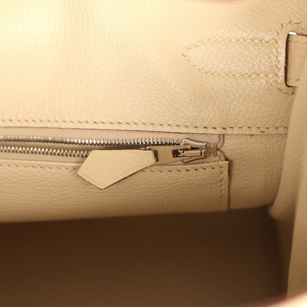 Pre-owned Hermes Birkin 30 Parchemin Clemence Palladium Hardware