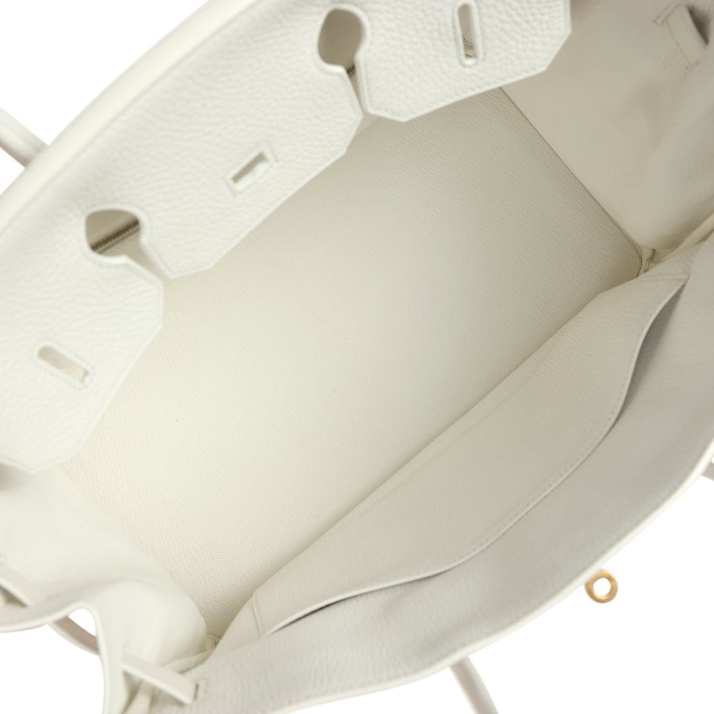 Hermes Birkin 35 White Clemence Gold Hardware