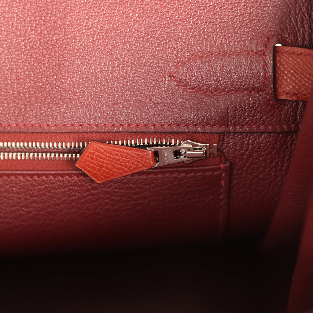 Pre-owned Hermes Birkin 30 Rouge H Sombrero, Epsom and Clemence Palladium Hardware