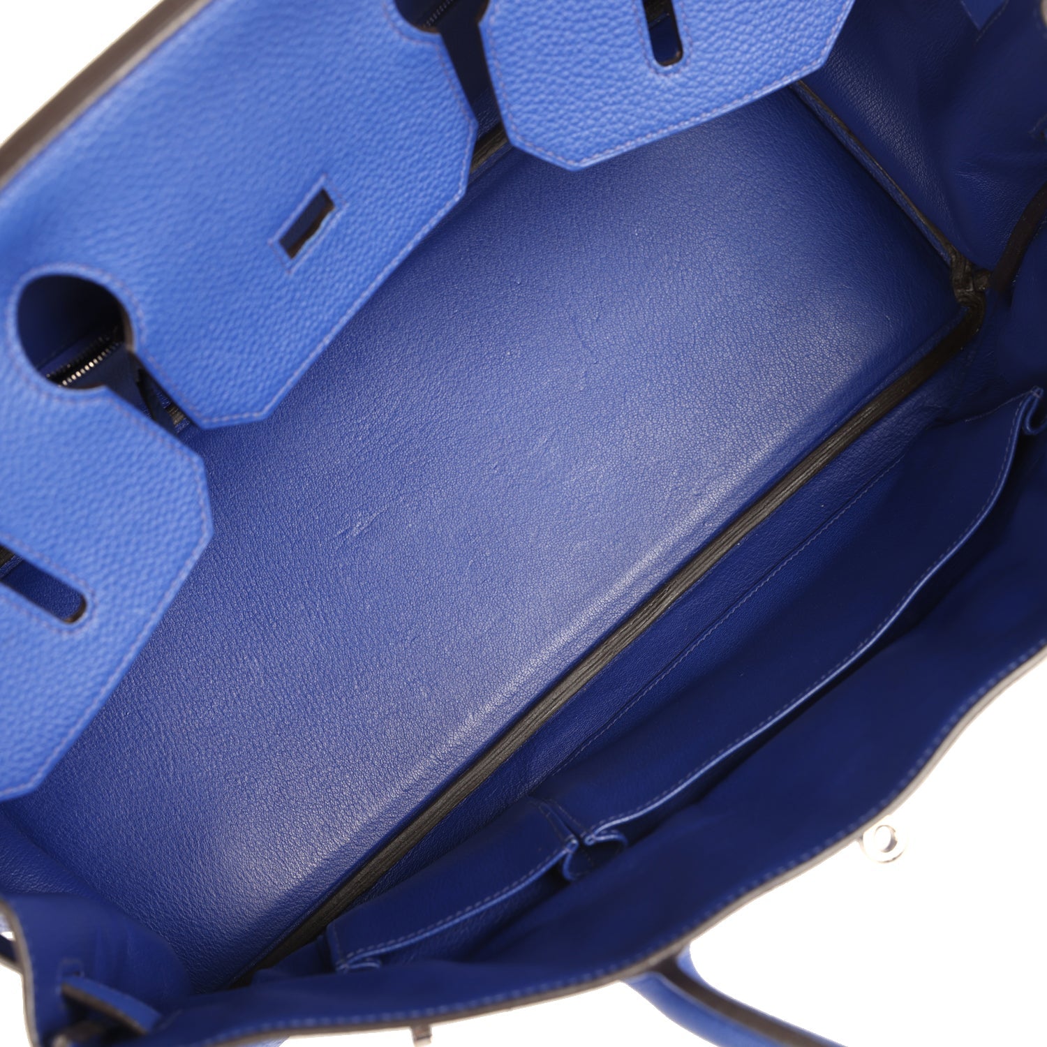 Vintage Hermes Shoulder Birkin 42 JPG Bleu Electric Togo Palladium Hardware