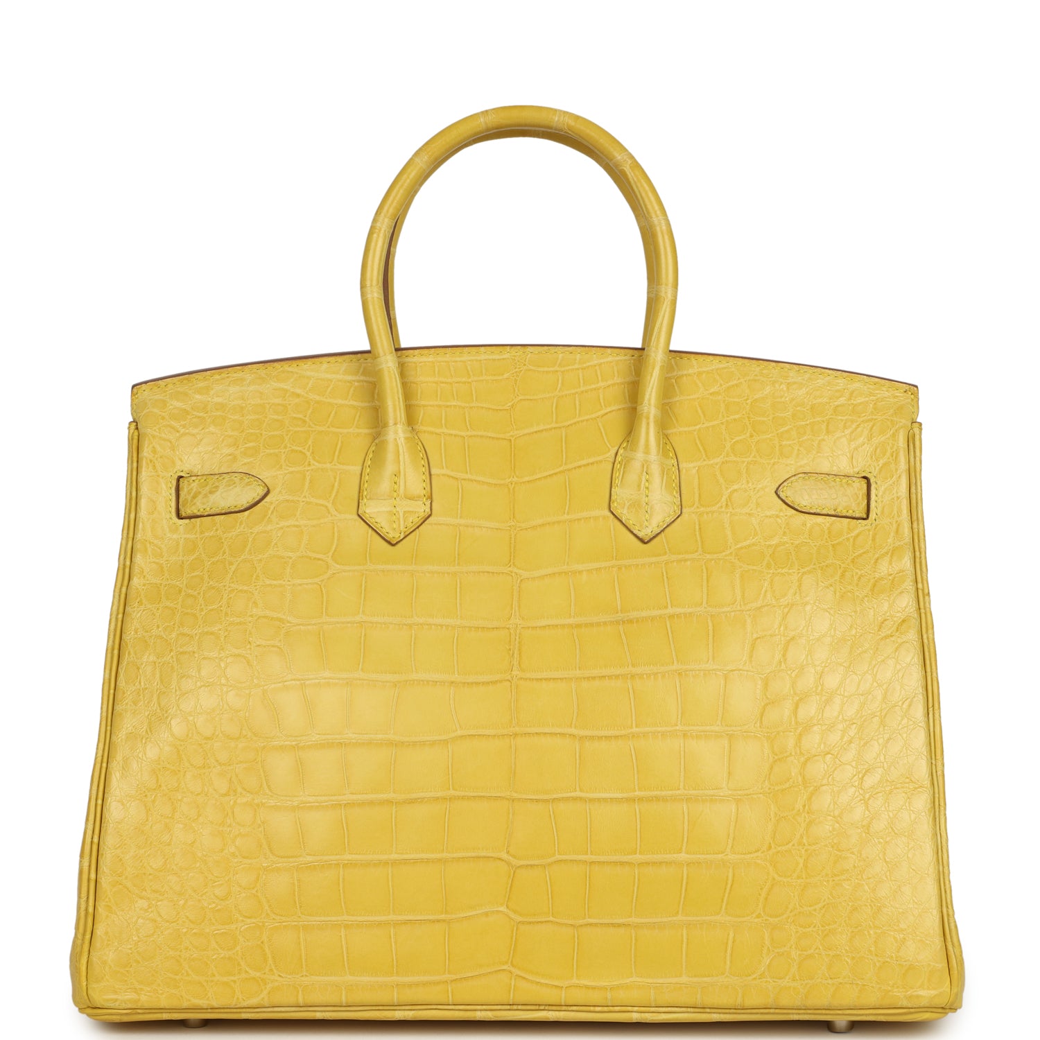Pre-owned Hermes Birkin 35 Mimosa Matte Alligator Palladium Hardware