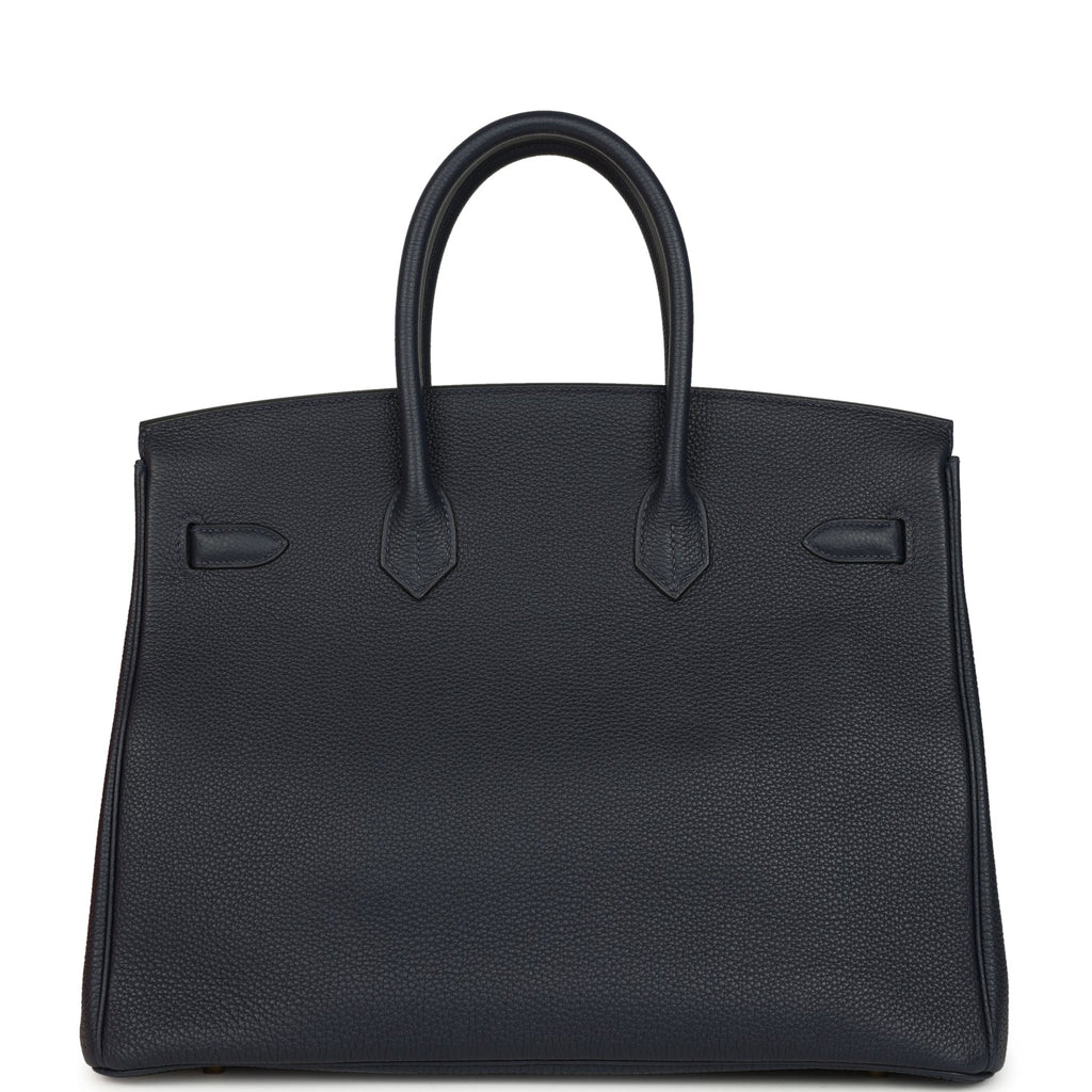 Pre-owned Hermes Birkin 35 Bleu Nuit Togo Gold Hardware