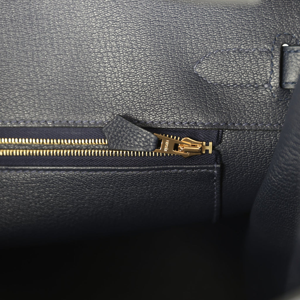 Pre-owned Hermes Birkin 35 Bleu Nuit Togo Gold Hardware