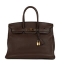 Hermes Birkin 35 Cacao Clemence Gold Hardware
