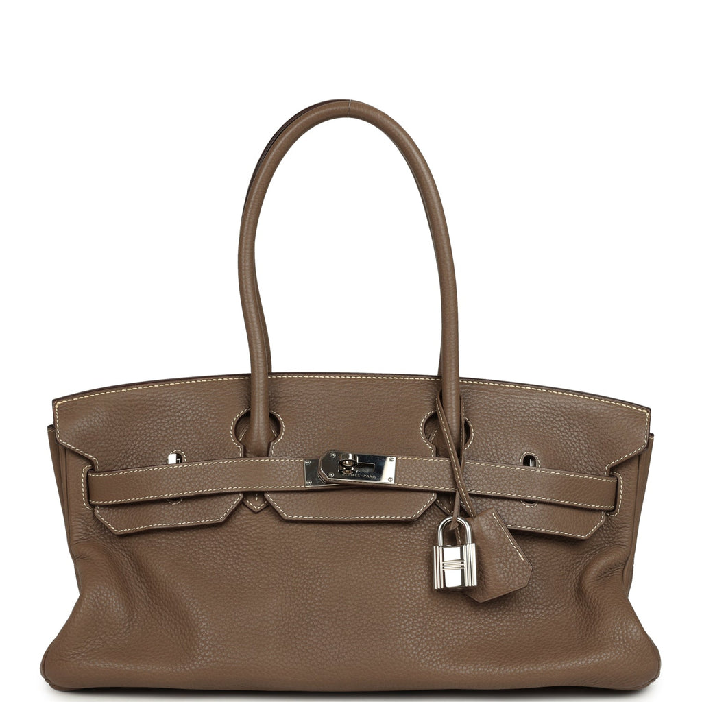 New Hermes Shoulder Birkin 42 JPG Etoupe Clemence Palladium Hardware