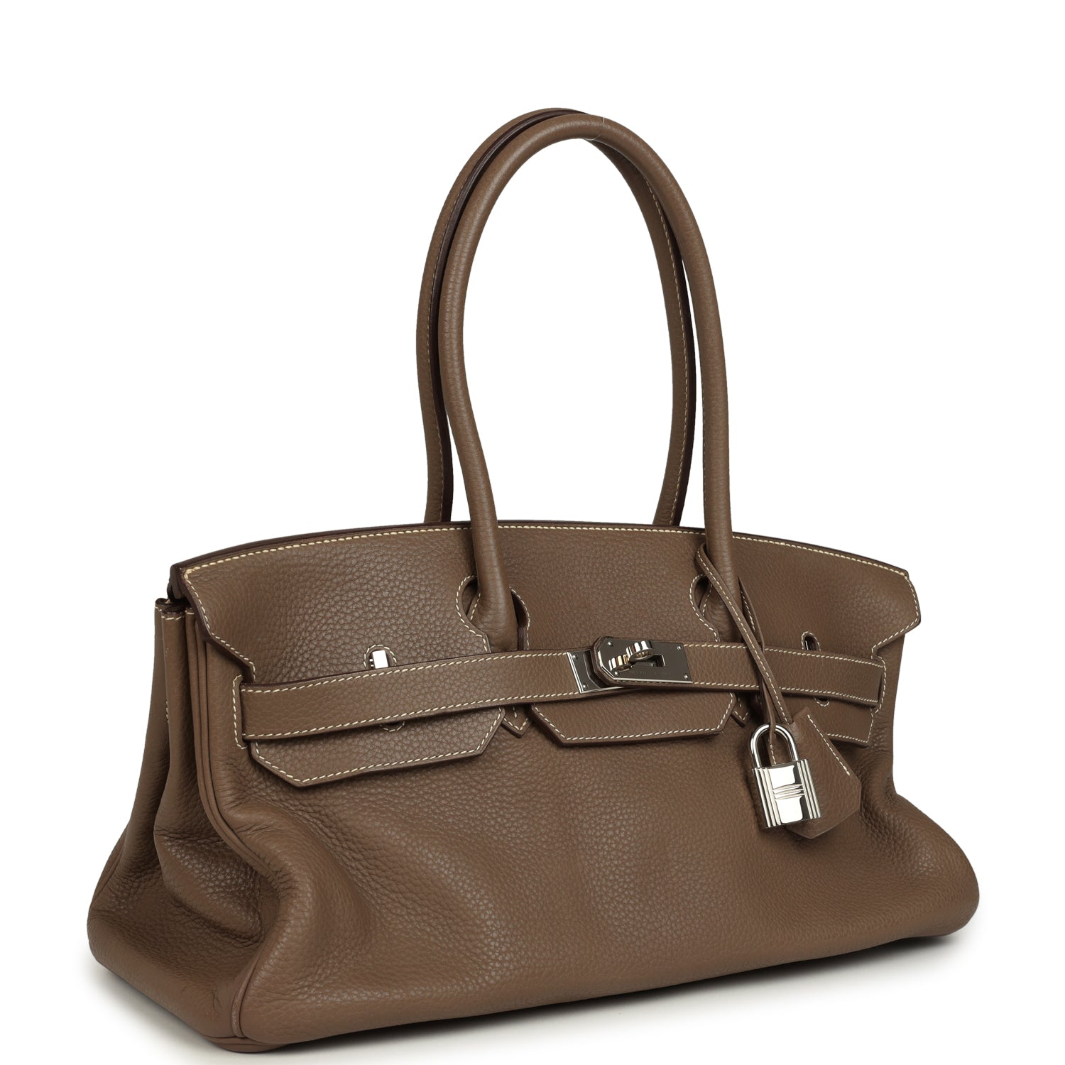 Vintage Hermes Shoulder Birkin 42 JPG Etoupe Clemence Palladium Hardware