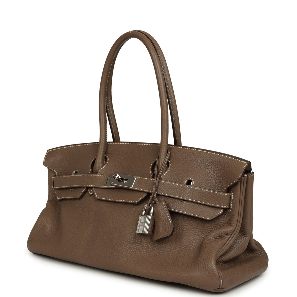 Vintage Hermes Shoulder Birkin 42 JPG Etoupe Clemence Palladium Hardware