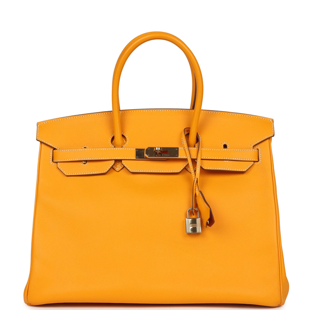 Pre-owned Hermes Birkin 35 Jaune D'or Candy Epsom Palladium Hardware