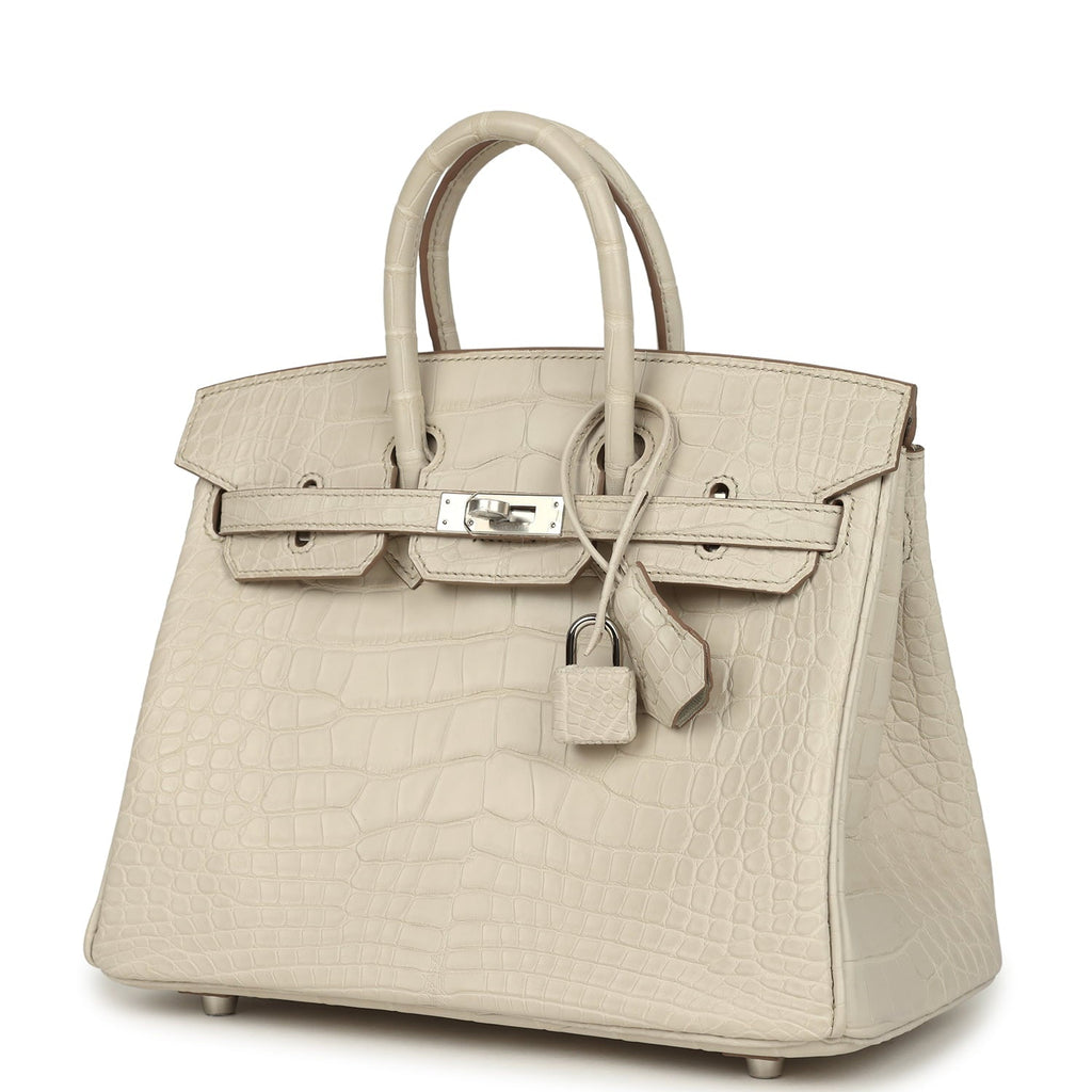 Hermes Birkin 25 Beton Matte Alligator Palladium Hardware