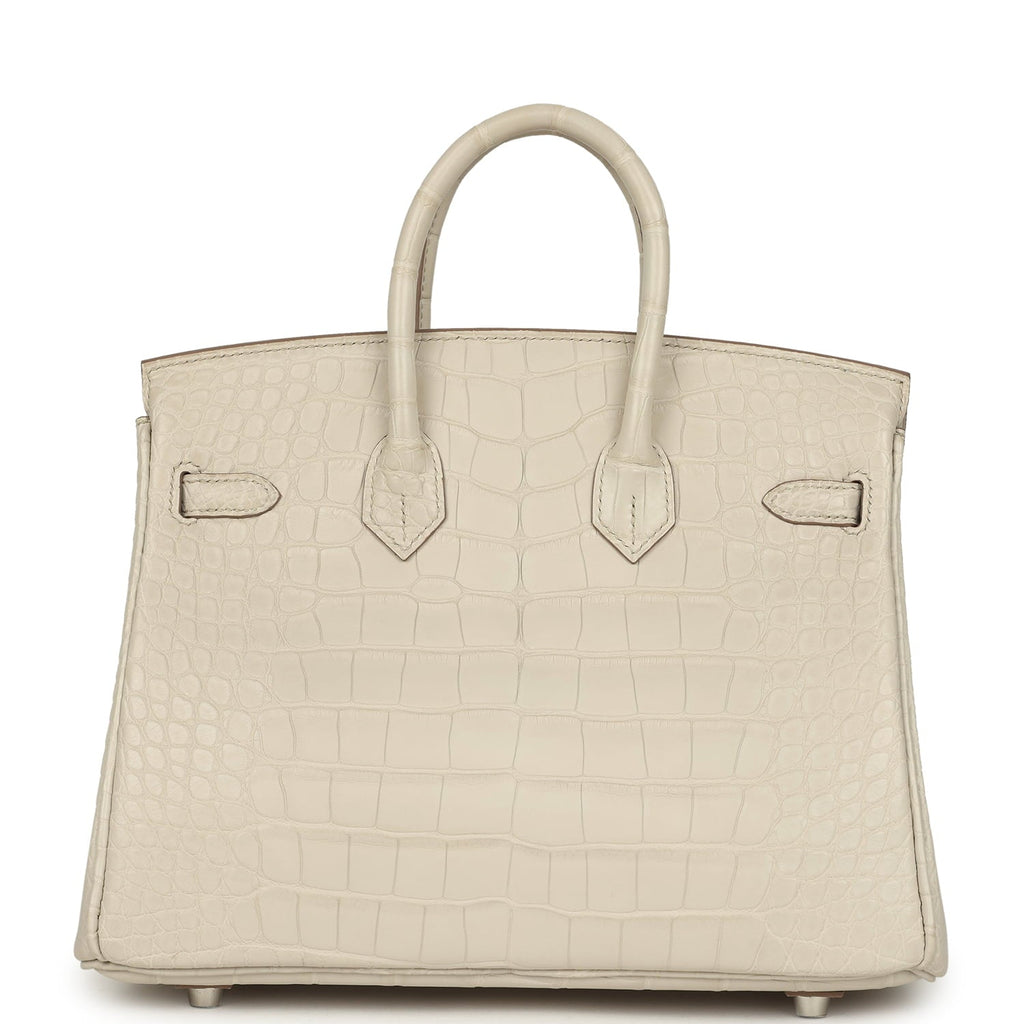 Hermes Birkin 25 Beton Matte Alligator Palladium Hardware