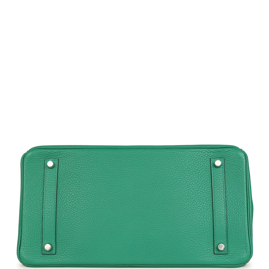Pre-owned Hermes Birkin 35 Vert Vertigo Verso Clemence Palladium Hardware
