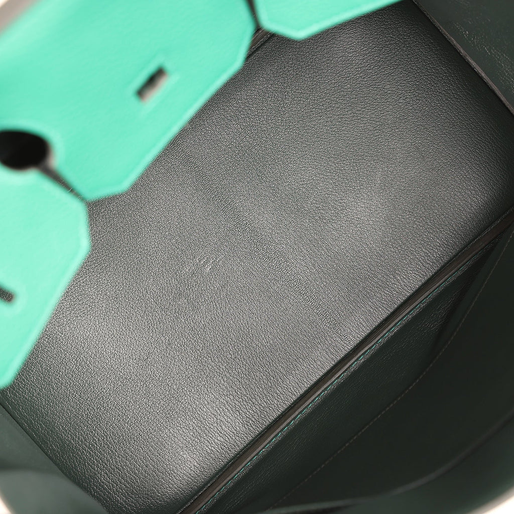 Pre-owned Hermes Birkin 35 Vert Vertigo Verso Clemence Palladium Hardware
