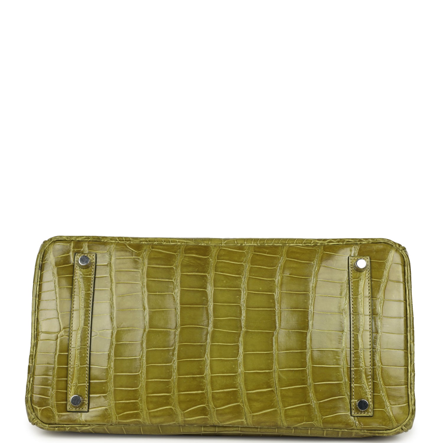 Pre-owned Hermes Birkin 35 Vert Anis Shiny Porosus Crocodile Palladium Hardware