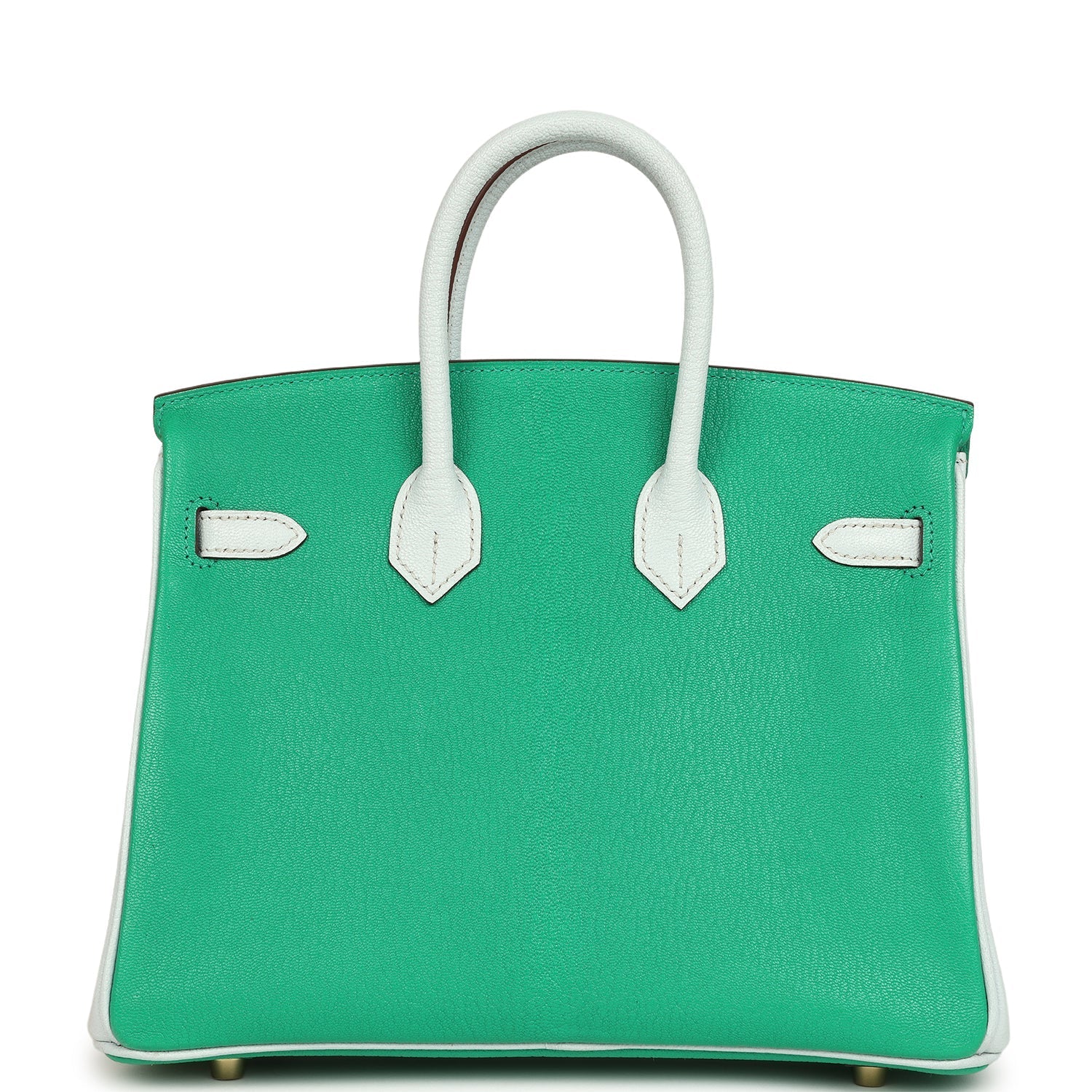 Hermes Special Order (HSS) Birkin 25 Bi-Color Menthe and Bleu Brume Chevre Mysore Brushed Gold Hardware