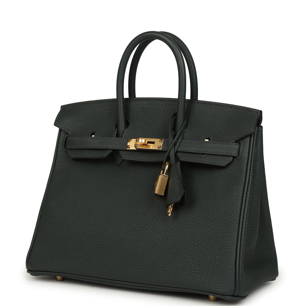 Hermes Birkin 25 Vert Fonce Togo Gold Hardware