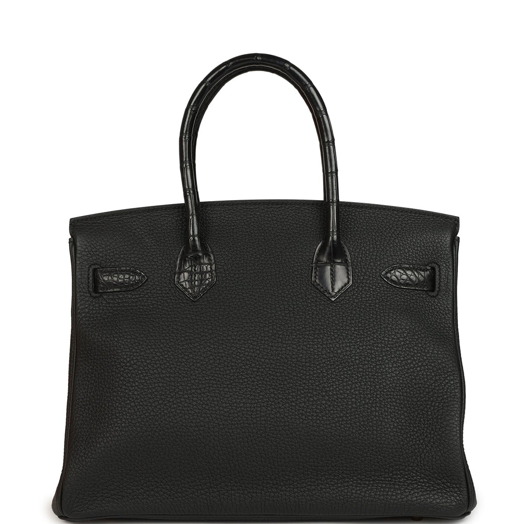 Hermes Birkin 30 Black Togo and Matte Alligator Touch Gold Hardware