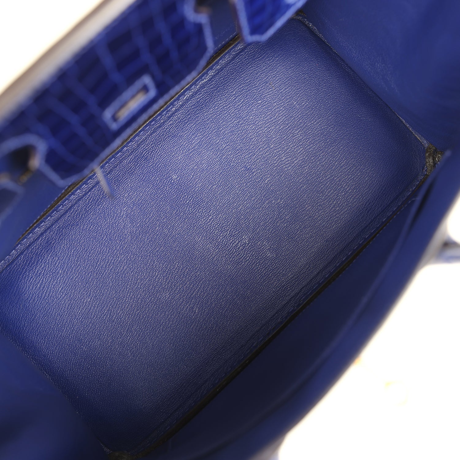 Pre-owned Hermes Birkin 30 Bleu Electric Shiny Niloticus Crocodile Gold Hardware