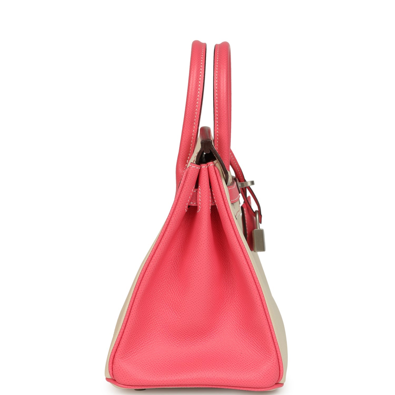 Hermes Special Order (HSS) Birkin 25 Craie and Rose Azalee Epsom Brushed Palladium Hardware