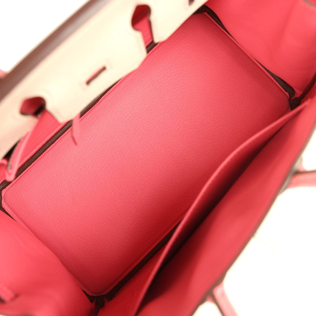 Hermes Special Order (HSS) Birkin 25 Craie and Rose Azalee Epsom Brushed Palladium Hardware
