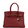 Pre-owned Hermes Birkin 30 Rouge H Togo Gold Hardware