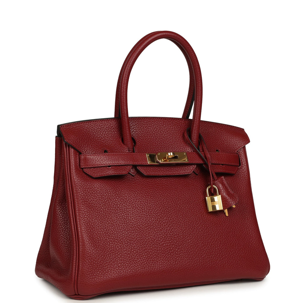 Pre-owned Hermes Birkin 30 Rouge H Togo Gold Hardware
