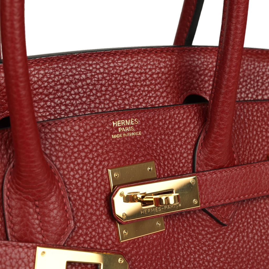 Pre-owned Hermes Birkin 30 Rouge H Togo Gold Hardware