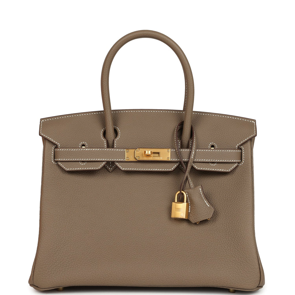 Hermes Birkin 30 Etoupe Togo Brushed Gold Hardware