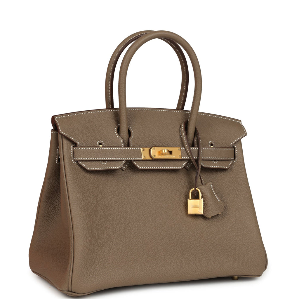 Hermes Birkin 30 Etoupe Togo Brushed Gold Hardware