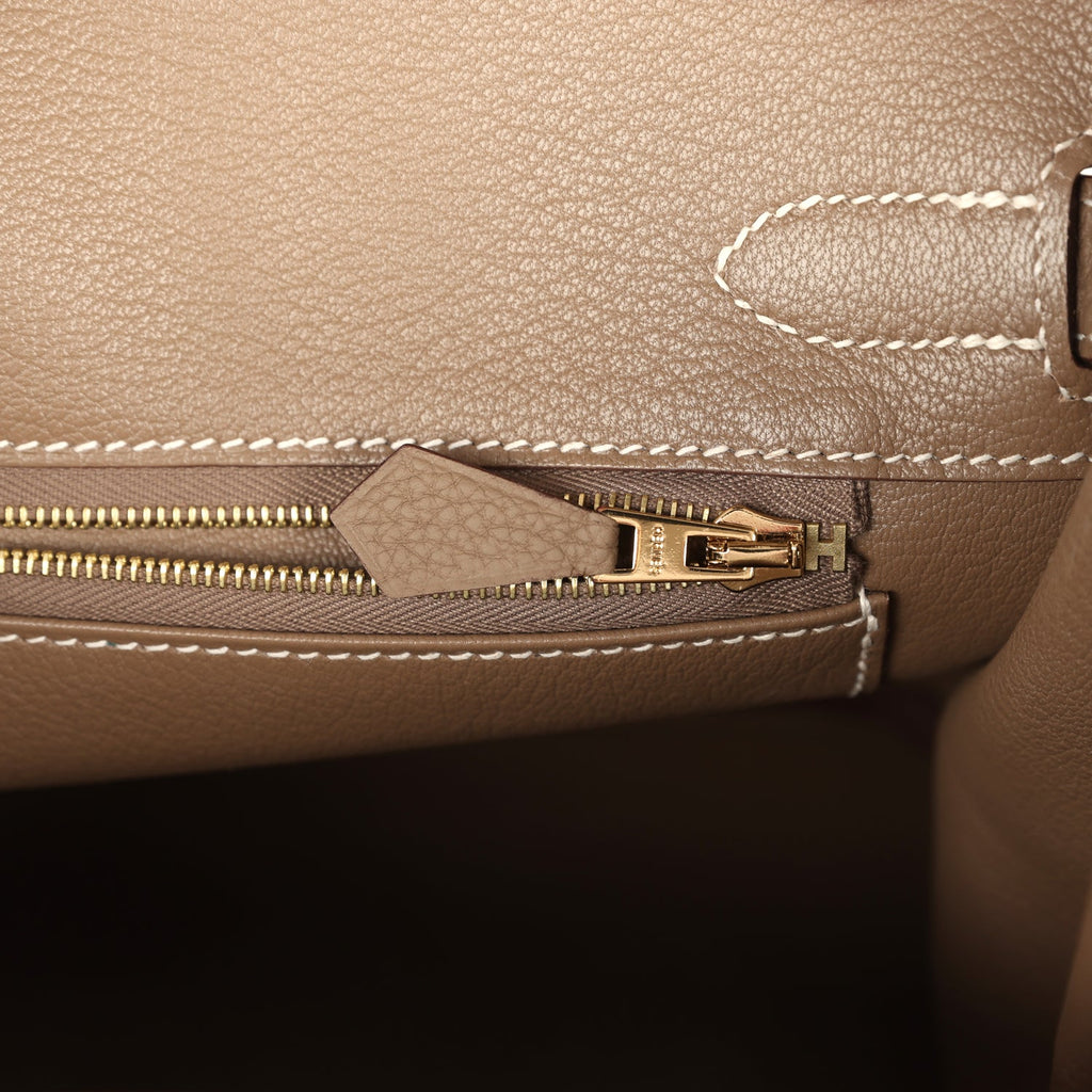Hermes Birkin 30 Etoupe Togo Brushed Gold Hardware