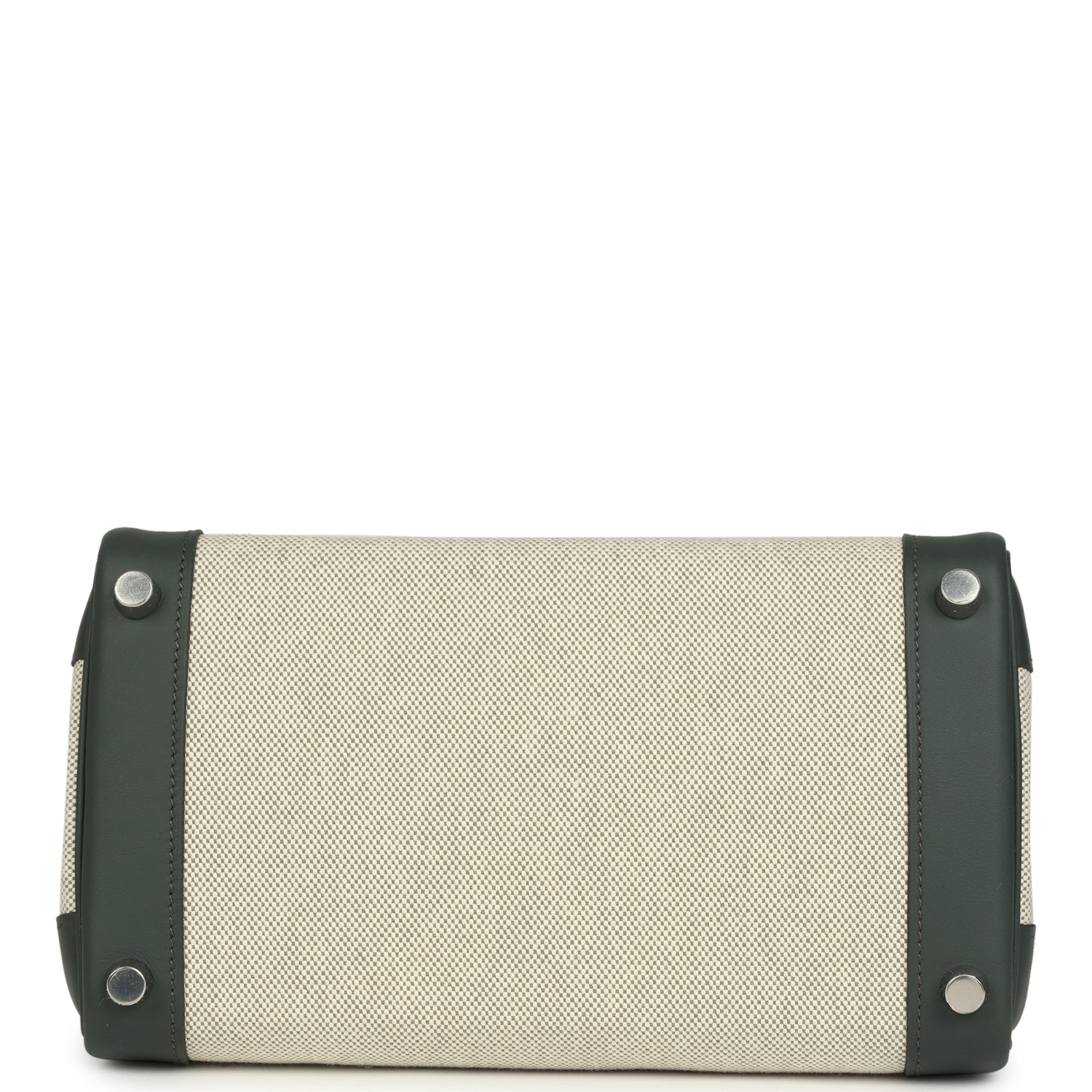 Hermes Birkin 25 Ecru-Vert Amande Toile H Canvas and Vert Mangrove Swift Palladium Hardware