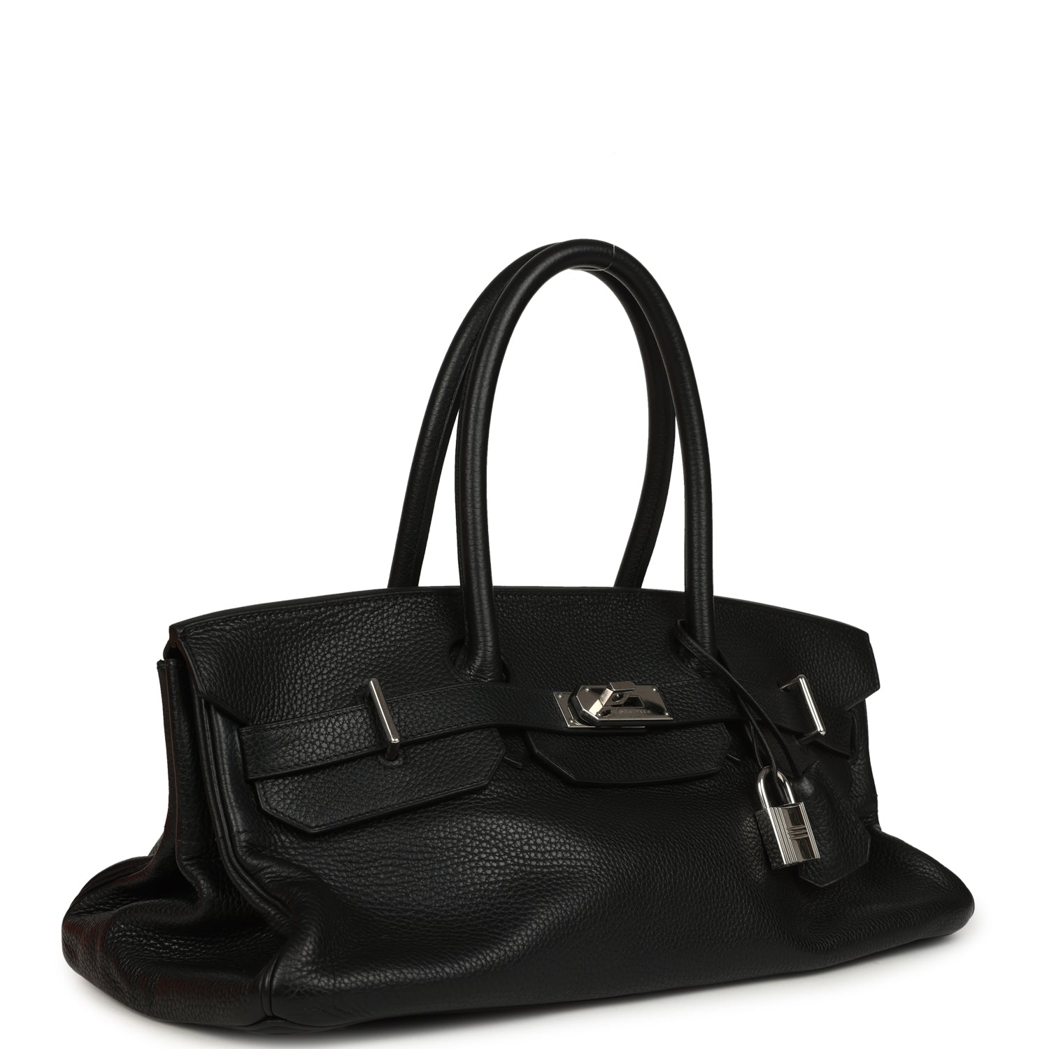 Vintage Hermes Shoulder Birkin 42 JPG Black Clemence Palladium Hardware