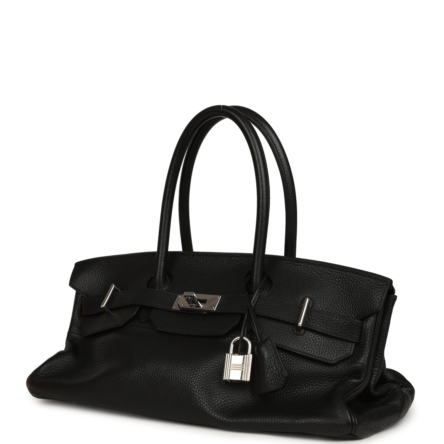 Vintage Hermes Shoulder Birkin 42 JPG Black Clemence Palladium Hardware