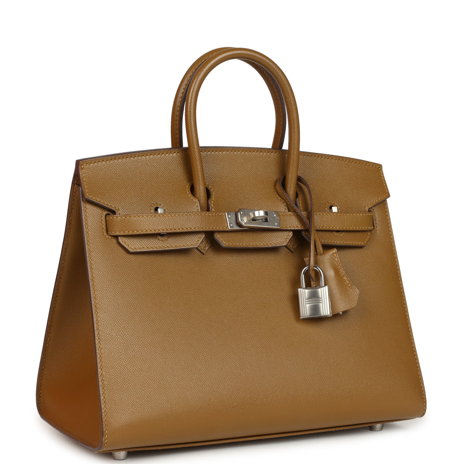 Pre-owned Hermes Birkin Sellier 25 Bronze Dore Madame Palladium Hardware