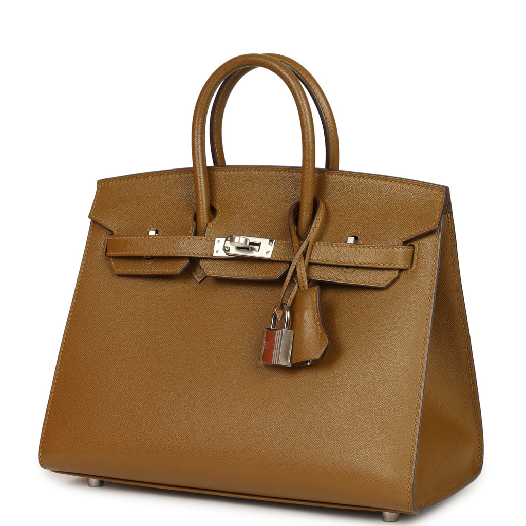 Pre-owned Hermes Birkin Sellier 25 Bronze Dore Madame Palladium Hardware