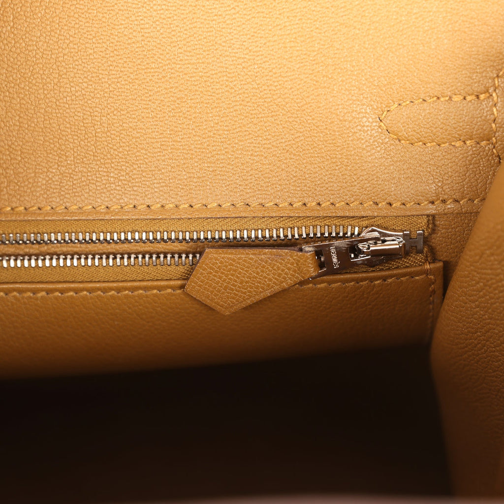 Pre-owned Hermes Birkin Sellier 25 Bronze Dore Madame Palladium Hardware