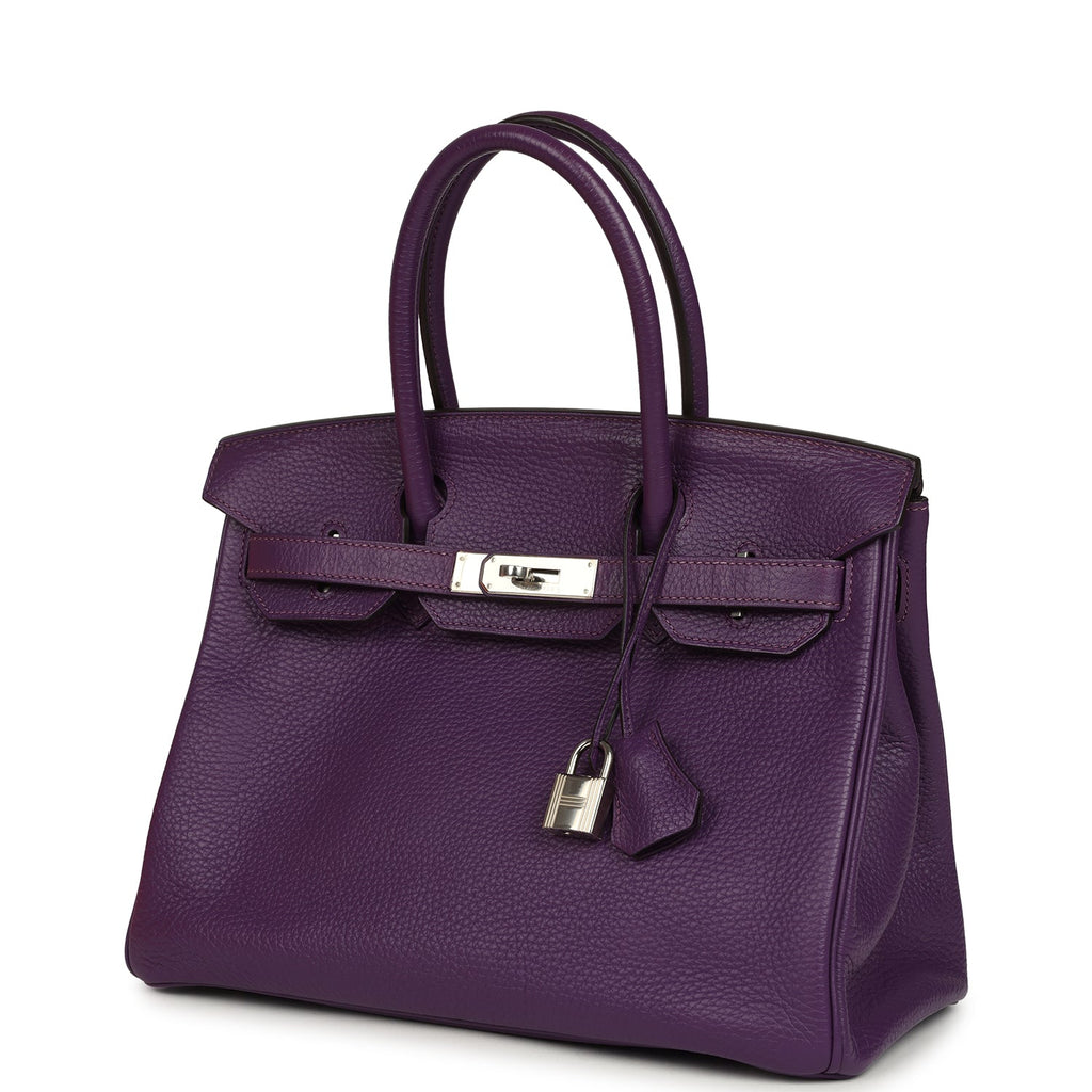 Pre-owned Hermes Birkin 30 UItraviolet Clemence Palladium Hardware