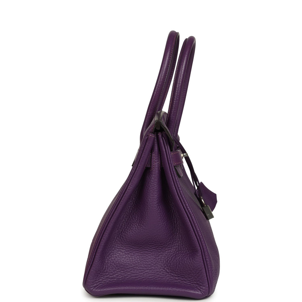 Pre-owned Hermes Birkin 30 UItraviolet Clemence Palladium Hardware