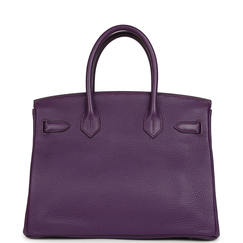 Pre-owned Hermes Birkin 30 UItraviolet Clemence Palladium Hardware