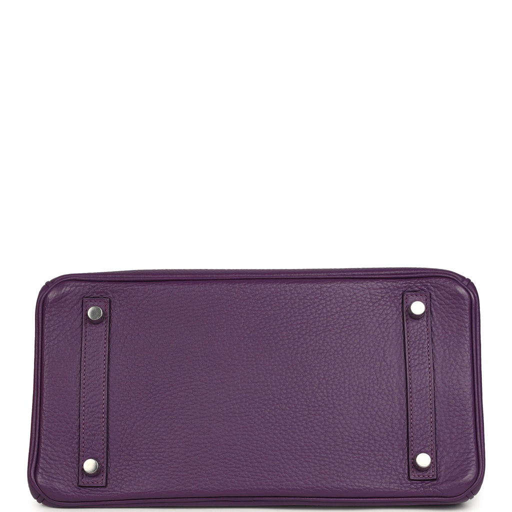 Pre-owned Hermes Birkin 30 UItraviolet Clemence Palladium Hardware