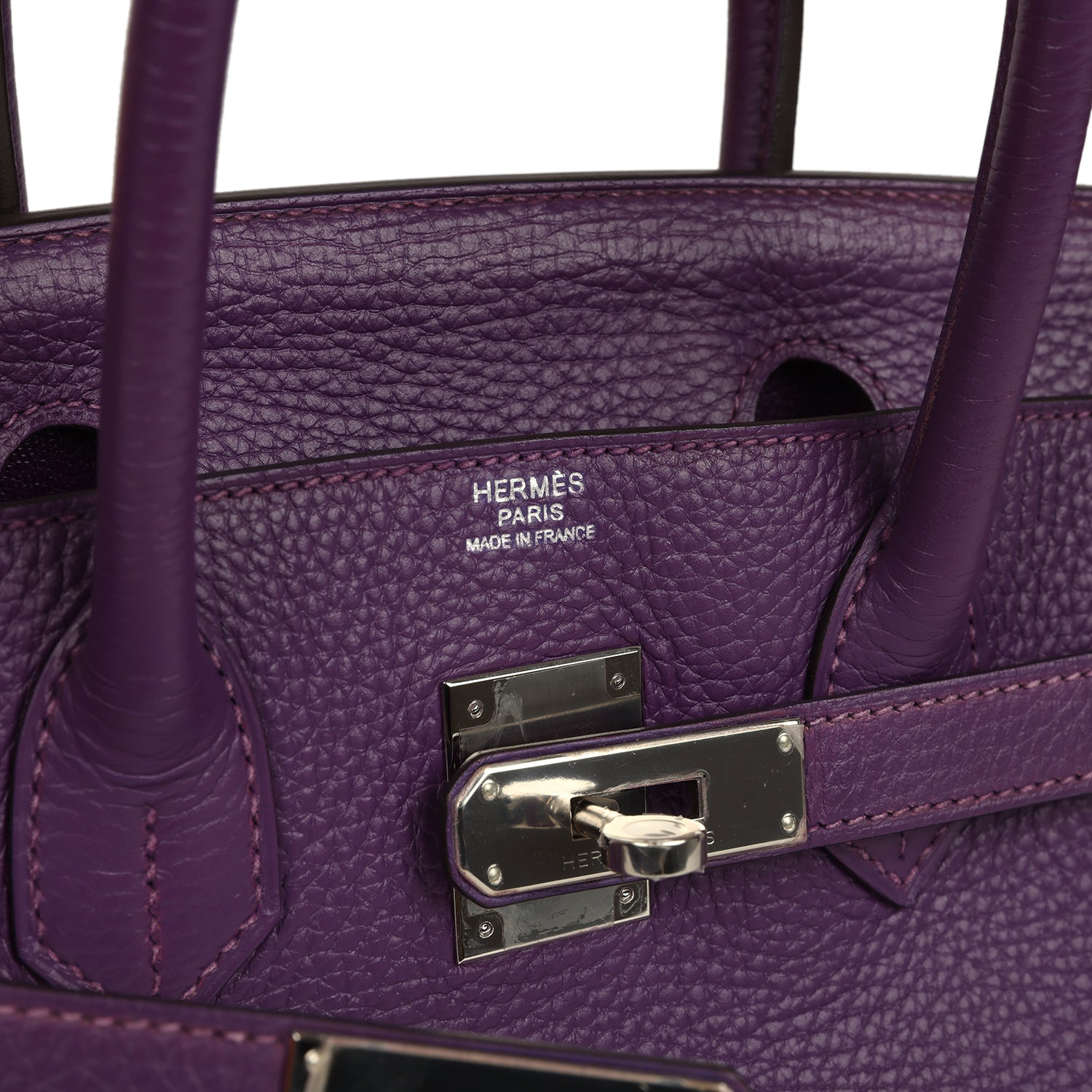 Pre-owned Hermes Birkin 30 UItraviolet Clemence Palladium Hardware