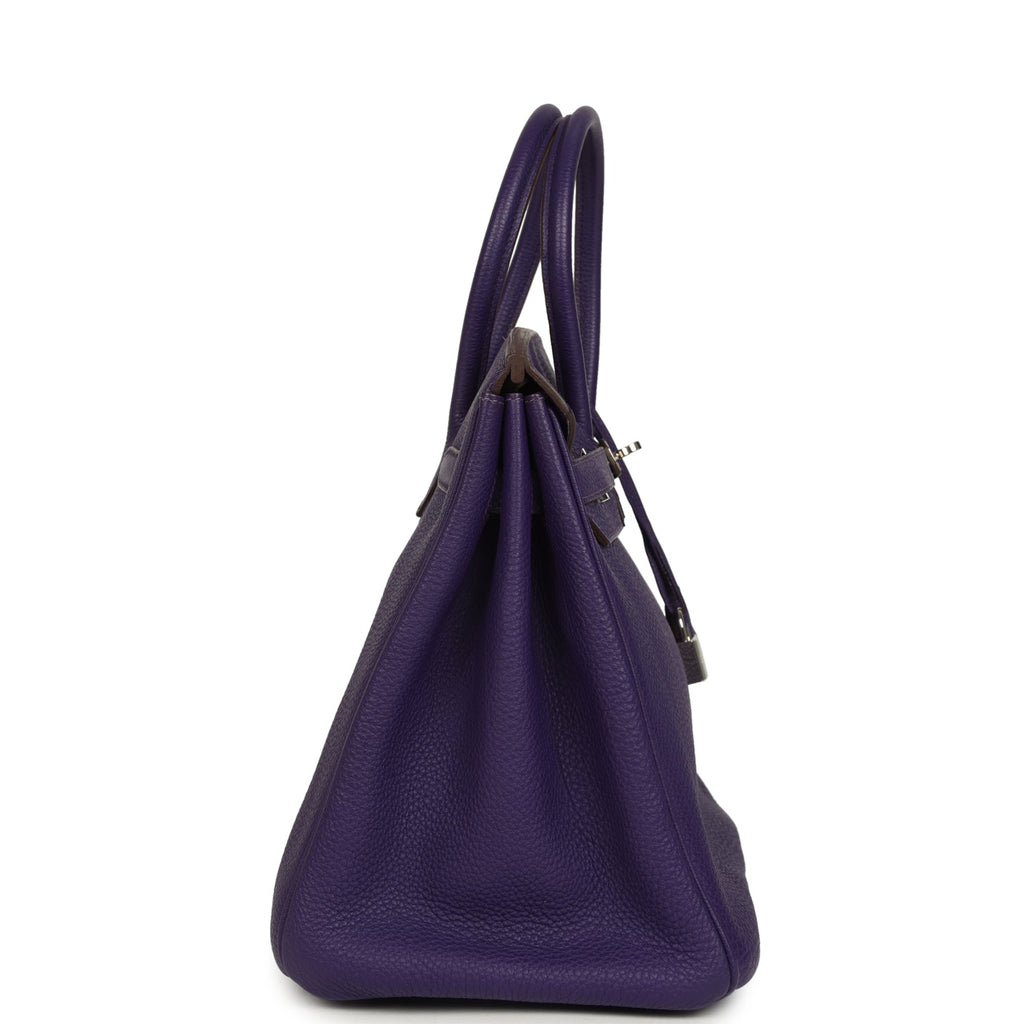Pre-owned Hermes Birkin 35 Violet Togo Palladium Hardware