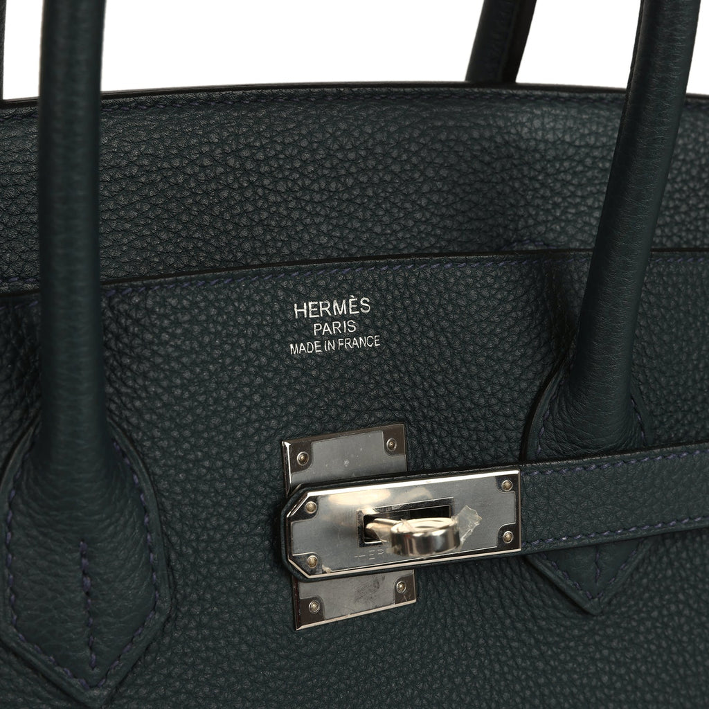 Pre-owned Hermes Birkin 35 Vert Rousseau Togo Palladium Hardware