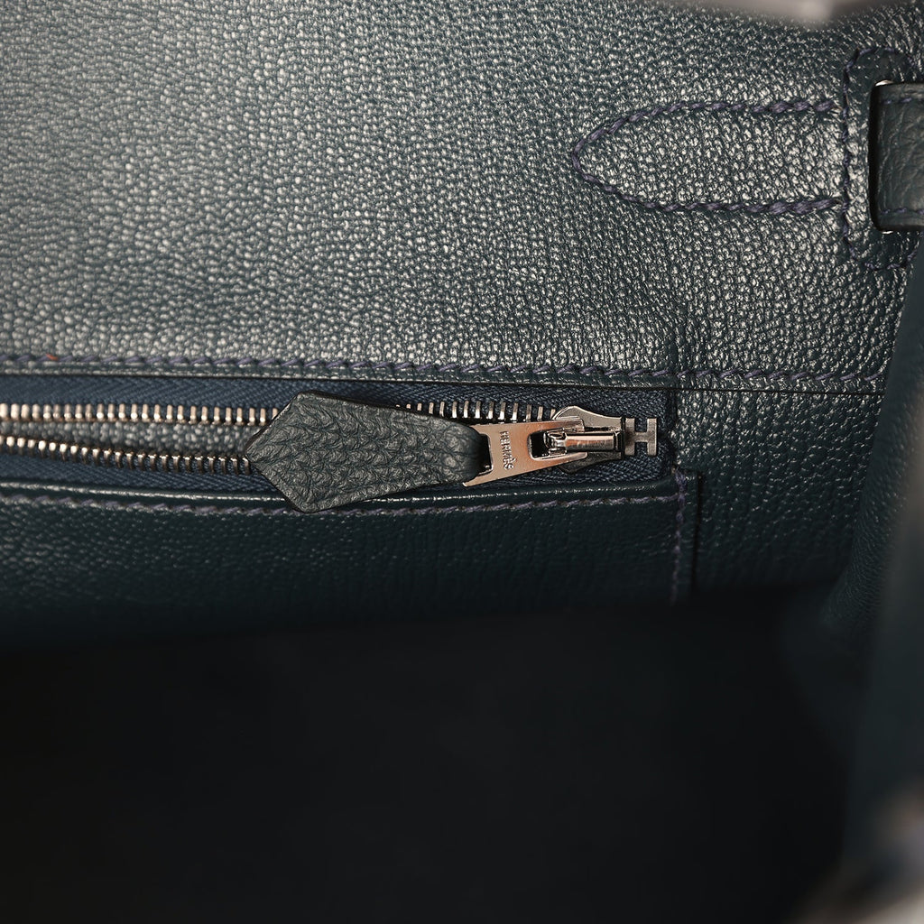 Pre-owned Hermes Birkin 35 Vert Rousseau Togo Palladium Hardware