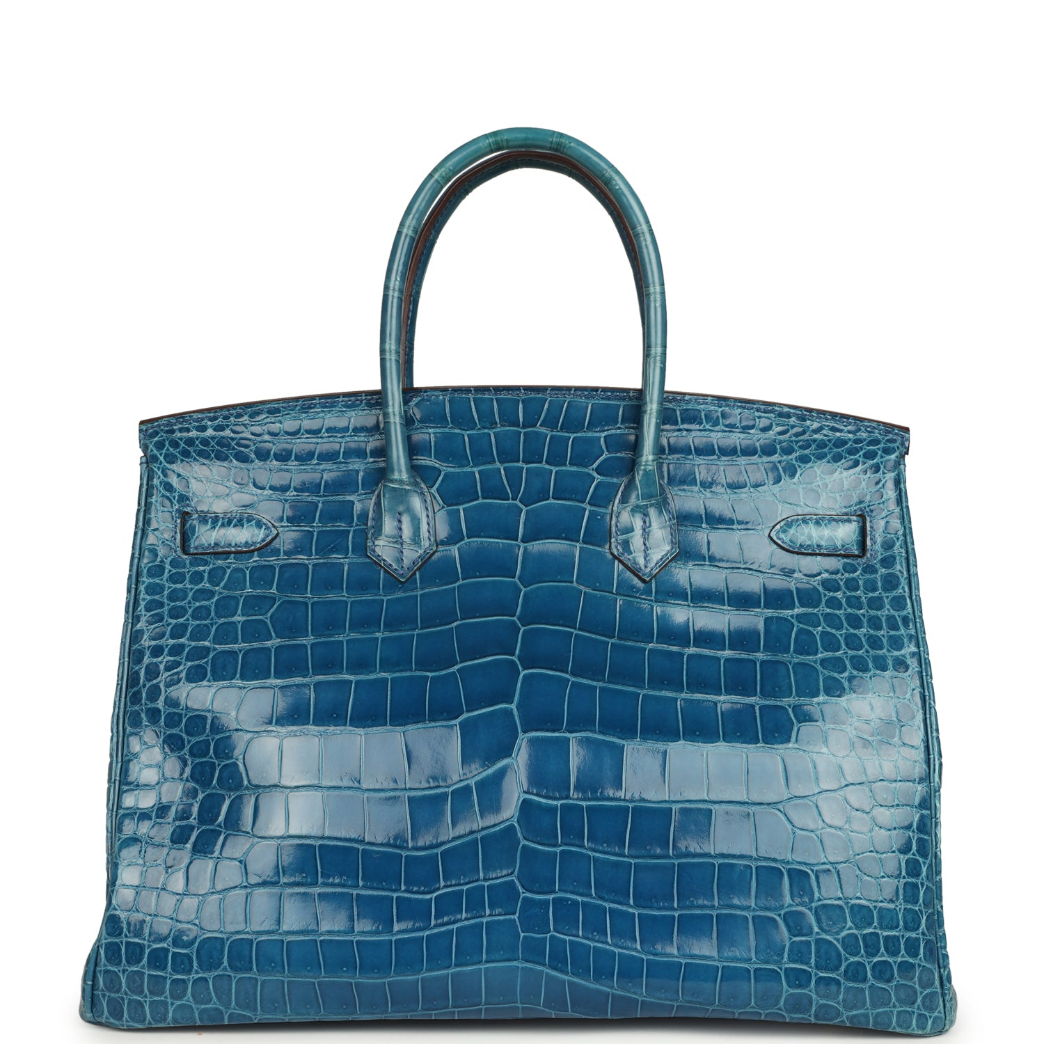 Pre-owned Hermes Birkin 35 Mykonos Shiny Porosus Crocodile Gold Hardware