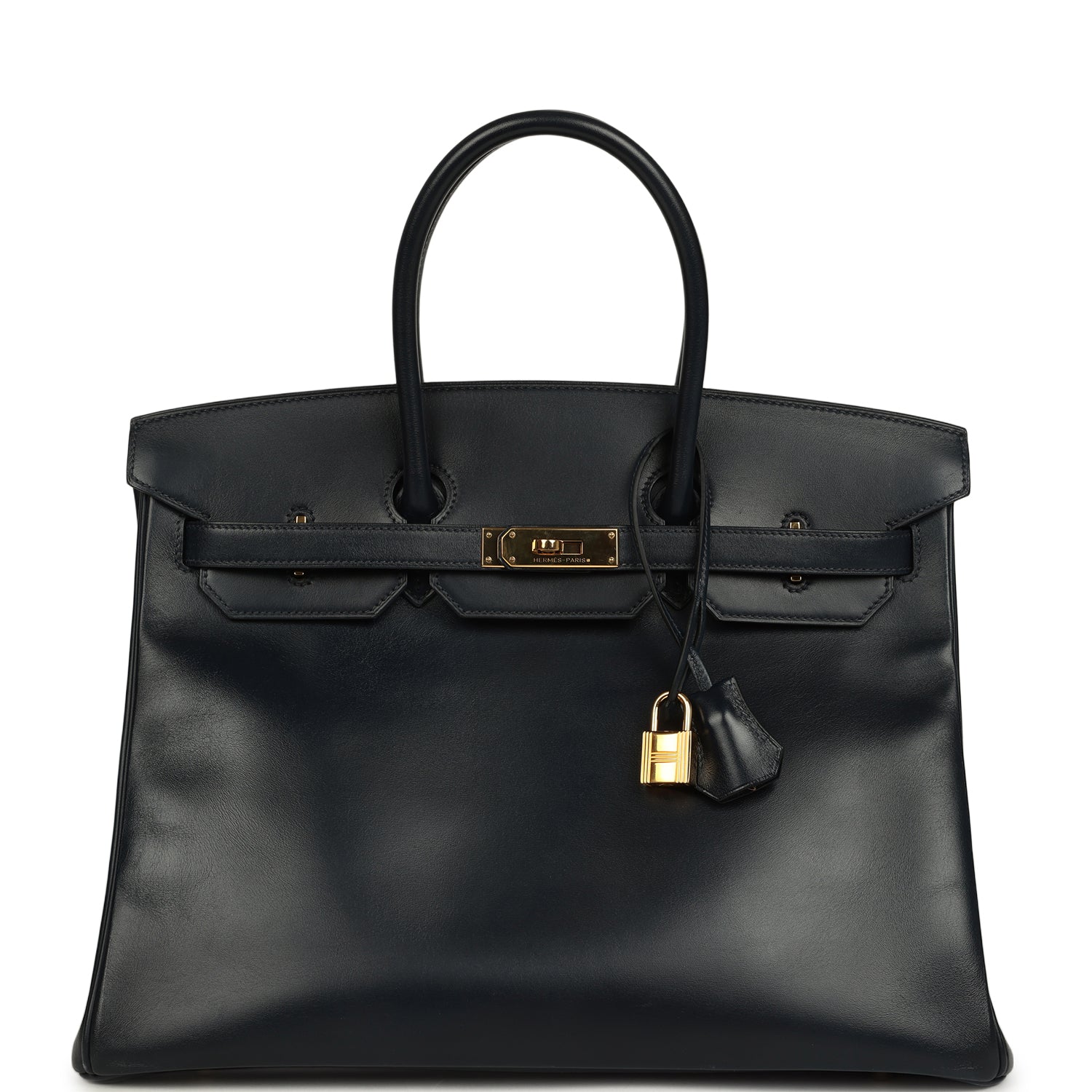 Pre-owned Hermes Birkin 35 Bleu Navy Box Gold Hardware