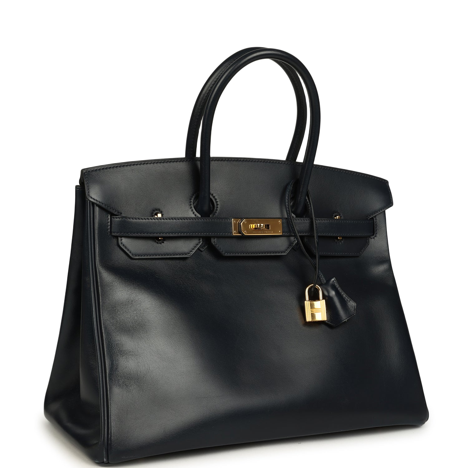 Pre-owned Hermes Birkin 35 Bleu Navy Box Gold Hardware