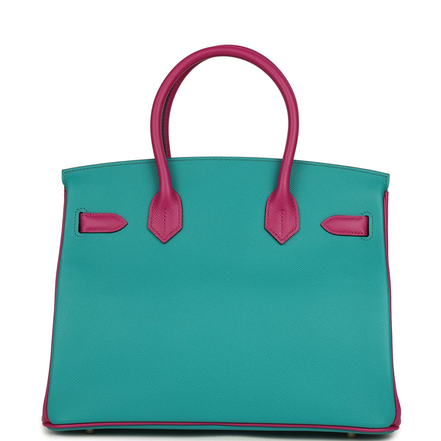 Hermes Special Order (HSS) Birkin 30 Bleu Paon and Rose Poupre Brushed Gold Hardware