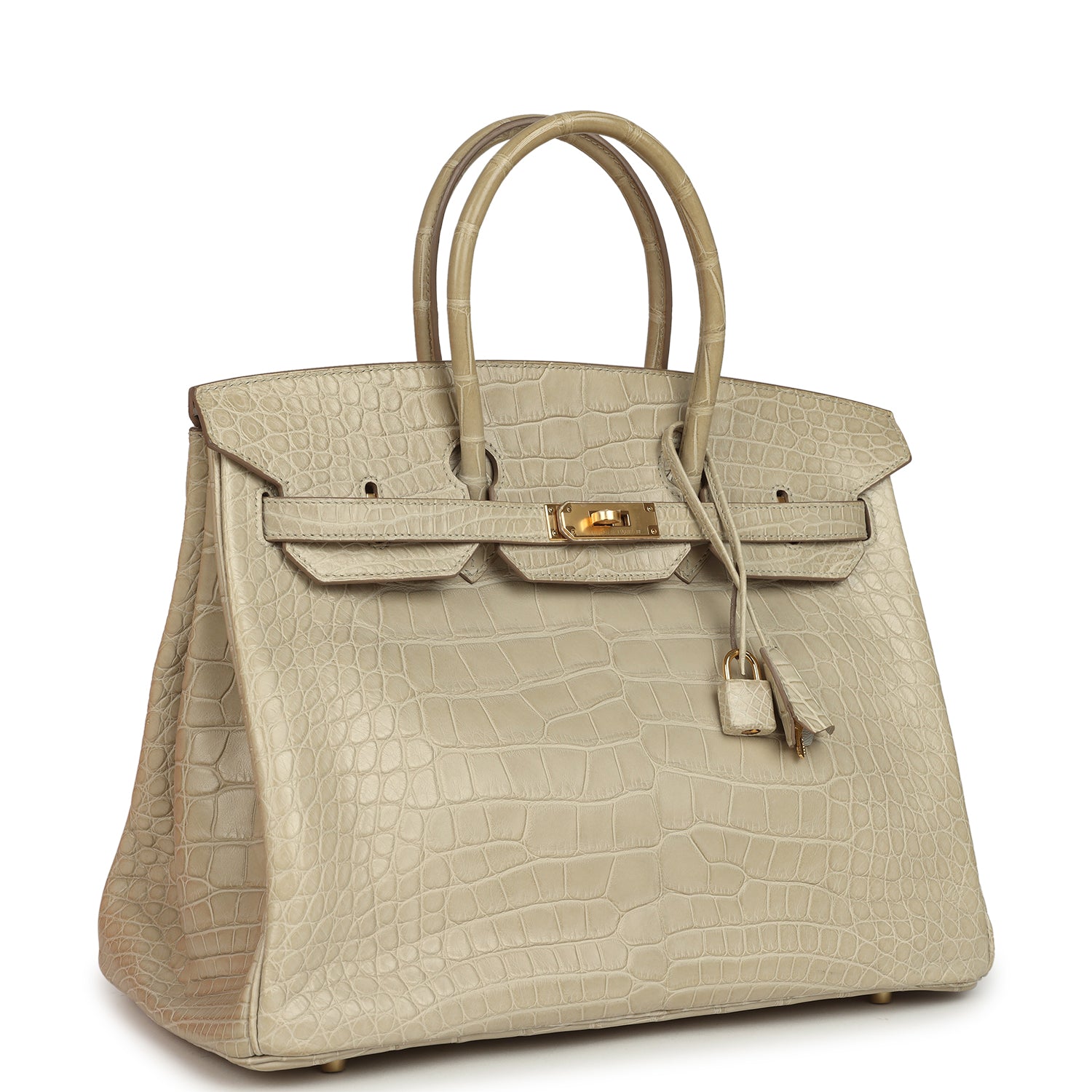 Pre-owned Hermes Birkin 35 Beton Matte Alligator Gold Hardware