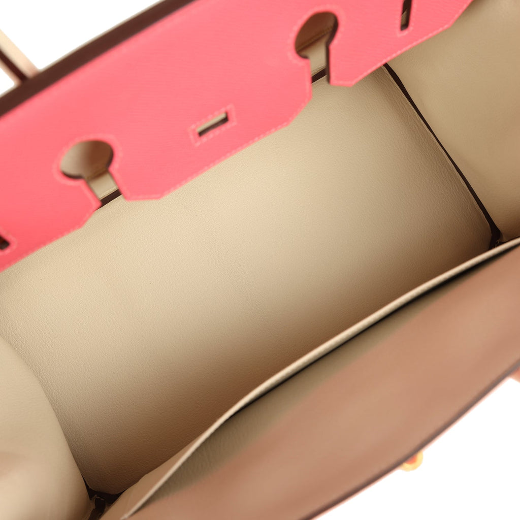 Hermes Special Order (HSS) Birkin 35 Rose Azalee and Craie Epsom Brushed Gold Hardware